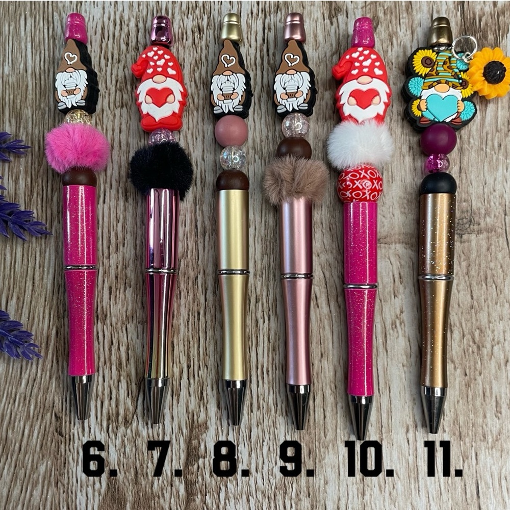 Handcrafted Pens Gnome Beaded Unique Artisan Gifts Office Accessories